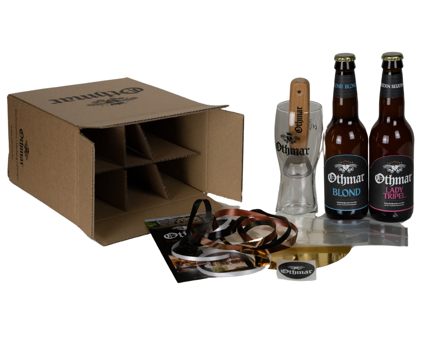 Diamantzak 2 bier, opener en bierglas