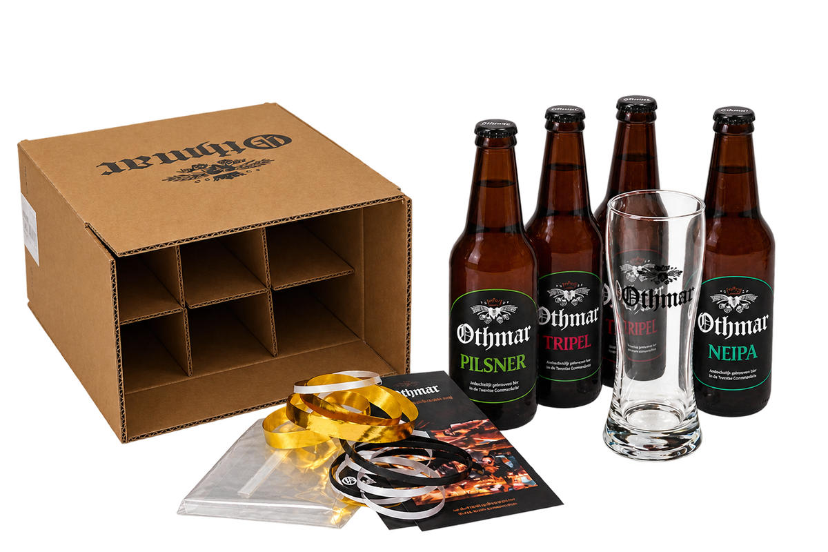 Diamantzak 3 bier en bierglas